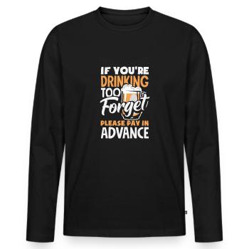 Barman drôle disant cadeau de barman - T-shirt manches longues Premium bio Homme - noir - Devant - Nico (187cm)