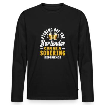 Funny Bartender Saying Bartender Gift - Men's Premium Organic Long Sleeve Shirt - black - Front - Nico (187cm)