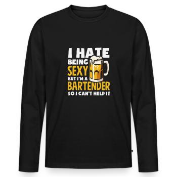 Lustiger Barkeeper Spruch Barkeeper Geschenk - Männer Premium Bio Langarmshirt - Schwarz - Vorne - Nico (187cm)