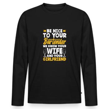 Lustiger Barkeeper Spruch Barkeeper Geschenk - Männer Premium Bio Langarmshirt - Schwarz - Vorne - Nico (187cm)