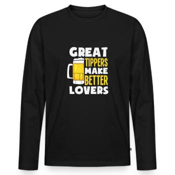 Funny Bartender Saying Bartender Gift - Men's Premium Organic Long Sleeve Shirt - black - Front - Nico (187cm)