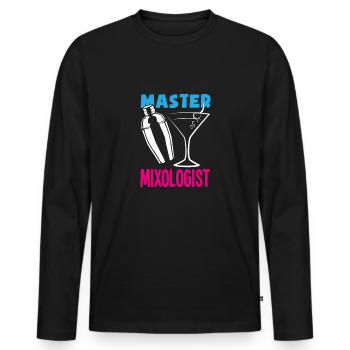 Funny Bartender Saying Bartender Gift - Men's Premium Organic Long Sleeve Shirt - black - Front - Nico (187cm)