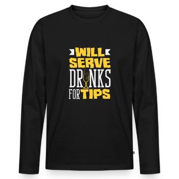 Funny Bartender Saying Bartender Gift - Men's Premium Organic Long Sleeve Shirt - black - Front - Nico (187cm)