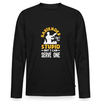 Lustiger Barkeeper Spruch Barkeeper Geschenk - Männer Premium Bio Langarmshirt - Schwarz - Vorne - Nico (187cm)