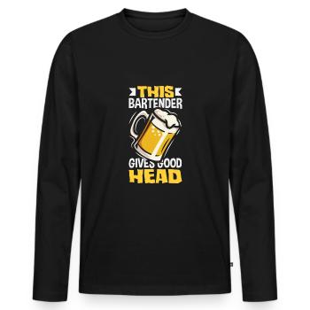 Funny Bartender Saying Bartender Gift - Men's Premium Organic Long Sleeve Shirt - black - Front - Nico (187cm)