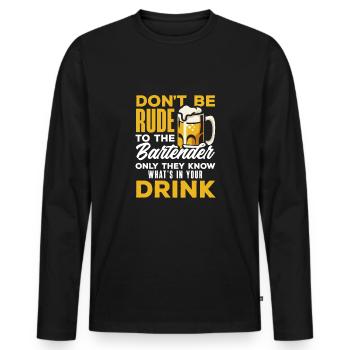 Funny Bartender Saying Bartender Gift - Men's Premium Organic Long Sleeve Shirt - black - Front - Nico (187cm)
