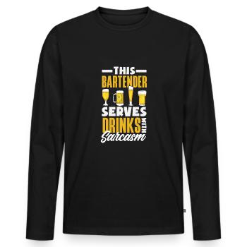 Lustiger Barkeeper Spruch Barkeeper Geschenk - Männer Premium Bio Langarmshirt - Schwarz - Vorne - Nico (187cm)