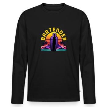 Lustiger Barkeeper Spruch Barkeeper Geschenk - Männer Premium Bio Langarmshirt - Schwarz - Vorne - Nico (187cm)