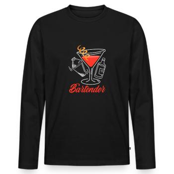 Funny Bartender Saying Bartender Gift - Men's Premium Organic Long Sleeve Shirt - black - Front - Nico (187cm)