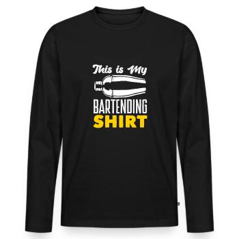 Barman drôle disant cadeau de barman - T-shirt manches longues Premium bio Homme - noir - Devant - Nico (187cm)