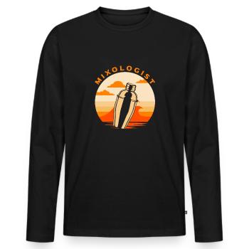 Barman drôle disant cadeau de barman - T-shirt manches longues Premium bio Homme - noir - Devant - Nico (187cm)