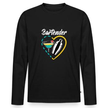 Lustiger Barkeeper Spruch Barkeeper Geschenk - Männer Premium Bio Langarmshirt - Schwarz - Vorne - Nico (187cm)