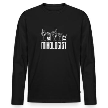 Barman drôle disant cadeau de barman - T-shirt manches longues Premium bio Homme - noir - Devant - Nico (187cm)