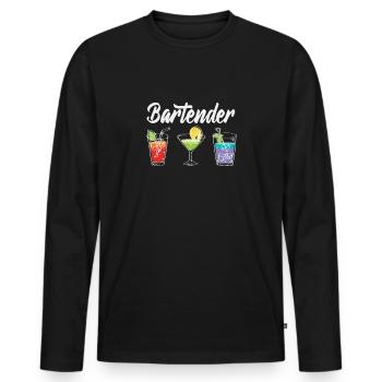 Lustiger Barkeeper Spruch Barkeeper Geschenk - Männer Premium Bio Langarmshirt - Schwarz - Vorne - Nico (187cm)