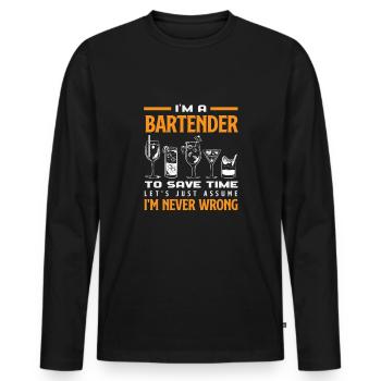 Lustiger Barkeeper Spruch Barkeeper Geschenk - Männer Premium Bio Langarmshirt - Schwarz - Vorne - Nico (187cm)
