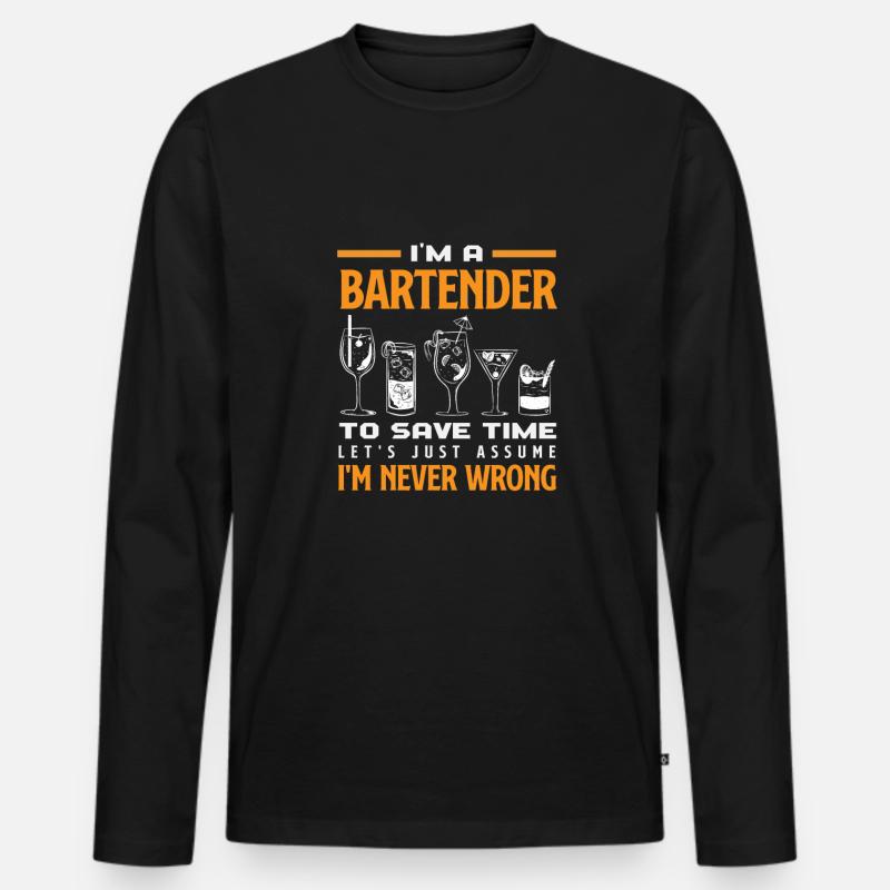 Lustiger Barkeeper Spruch Barkeeper Geschenk - Männer Premium Bio Langarmshirt - Schwarz