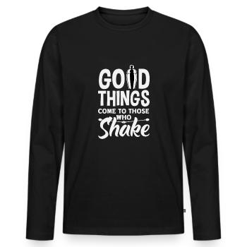 Funny Bartender Saying Bartender Gift - Men's Premium Organic Long Sleeve Shirt - black - Front - Nico (187cm)