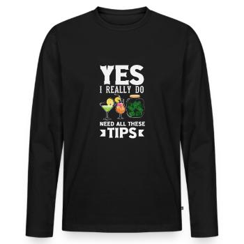 Funny Bartender Saying Bartender Gift - Men's Premium Organic Long Sleeve Shirt - black - Front - Nico (187cm)