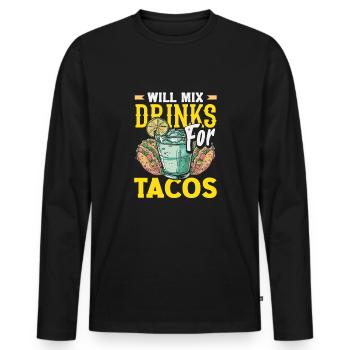 Funny Bartender Saying Bartender Gift - Men's Premium Organic Long Sleeve Shirt - black - Front - Nico (187cm)