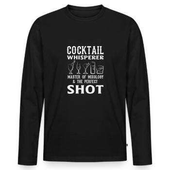 Barman drôle disant cadeau de barman - T-shirt manches longues Premium bio Homme - noir - Devant - Nico (187cm)