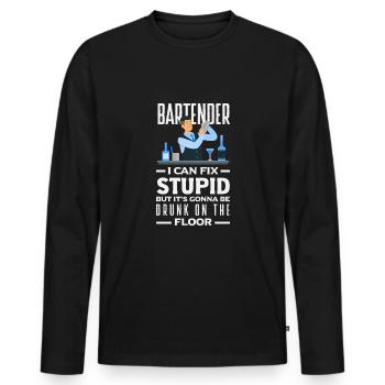 Lustiger Barkeeper Spruch Barkeeper Geschenk - Männer Premium Bio Langarmshirt - Schwarz - Vorne - Nico (187cm)
