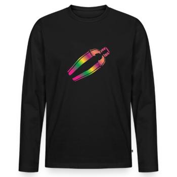 Barman drôle disant cadeau de barman - T-shirt manches longues Premium bio Homme - noir - Devant - Nico (187cm)
