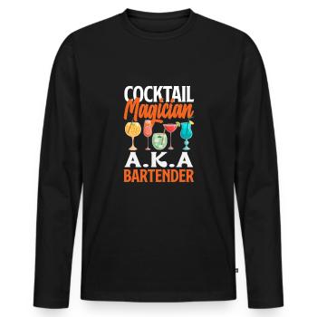 Lustiger Barkeeper Spruch Barkeeper Geschenk - Männer Premium Bio Langarmshirt - Schwarz - Vorne - Nico (187cm)