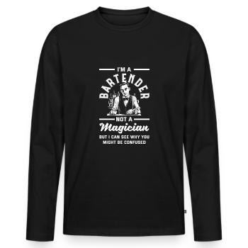 Lustiger Barkeeper Spruch Barkeeper Geschenk - Männer Premium Bio Langarmshirt - Schwarz - Vorne - Nico (187cm)