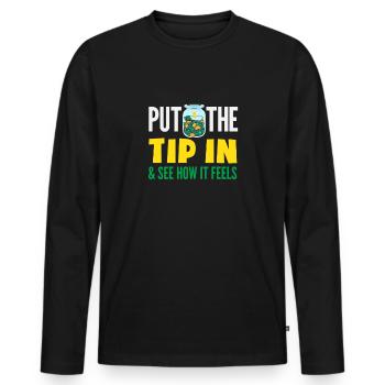 Barman drôle disant cadeau de barman - T-shirt manches longues Premium bio Homme - noir - Devant - Nico (187cm)