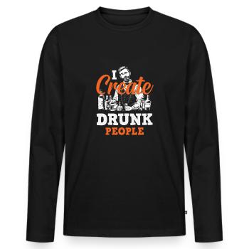 Barman drôle disant cadeau de barman - T-shirt manches longues Premium bio Homme - noir - Devant - Nico (187cm)
