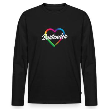 Funny Bartender Saying Bartender Gift - Men's Premium Organic Long Sleeve Shirt - black - Front - Nico (187cm)