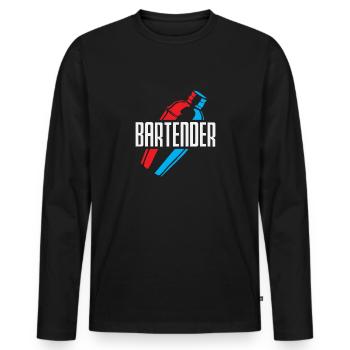 Funny Bartender Saying Bartender Gift - Men's Premium Organic Long Sleeve Shirt - black - Front - Nico (187cm)
