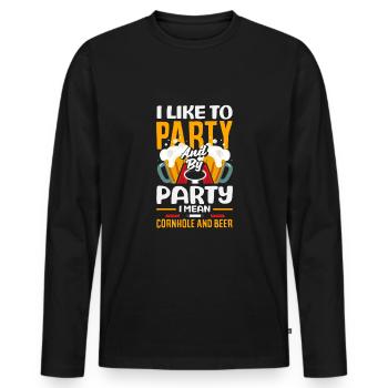 Funny Cornhole Player Gift - Men's Premium Organic Long Sleeve Shirt - black - Front - Nico (187cm)