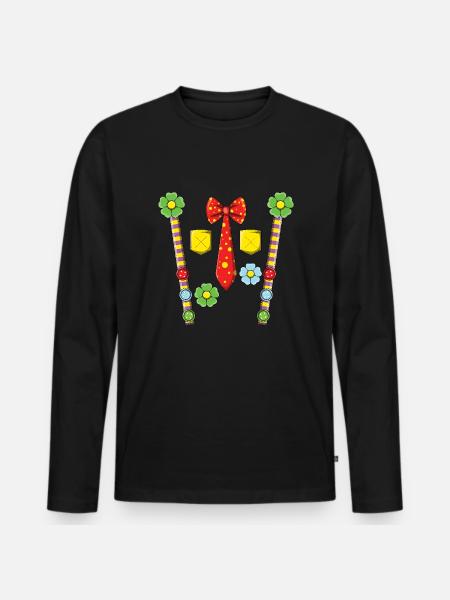 Fasching Clown Kostüm Bunte Blumen Krawatte - Männer Premium Bio Langarmshirt - Schwarz