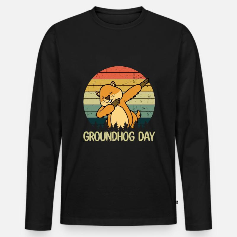 Lustiger Groundhog Day Dachsbaum - Männer Premium Bio Langarmshirt - Schwarz