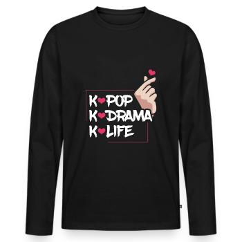 K-Pop K-Drama K-Life Enthusiasm - Men's Premium Organic Long Sleeve Shirt - black - Front - Nico (187cm)