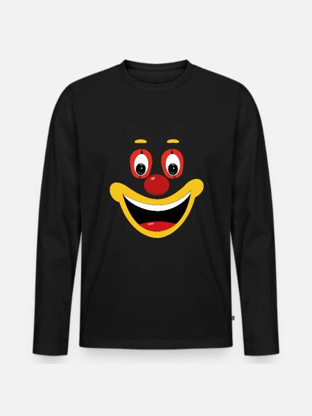 Fasching Clown Gesicht Lustig Fasching Feier Spaß - Männer Premium Bio Langarmshirt - Schwarz