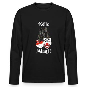 Fasching Kölle Alaaf Karneval Kölner Dom Clown - Männer Premium Bio Langarmshirt - Schwarz - Vorne - Nico (187cm)