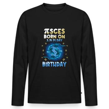 Pi Tag Fische Geboren Am 3.14 Geburtstag - Männer Premium Bio Langarmshirt - Schwarz - Vorne - Nico (187cm)