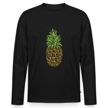 Ananas Pi Zeichen Tag Lustiges Design - Männer Premium Bio Langarmshirt - Schwarz - Vorne - Nico (187cm)