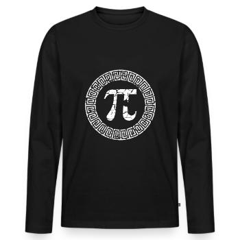 Pi Tag grec ancien motif Design - T-shirt manches longues Premium bio Homme - noir - Devant - Nico (187cm)