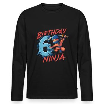This Little Ninja Is 6 Birthday Shirt - Men's Premium Organic Long Sleeve Shirt - black - Front - Nico (187cm)