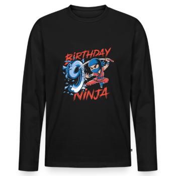 This Little Ninja Is 9 Birthday T-Shirt - Men's Premium Organic Long Sleeve Shirt - black - Front - Nico (187cm)