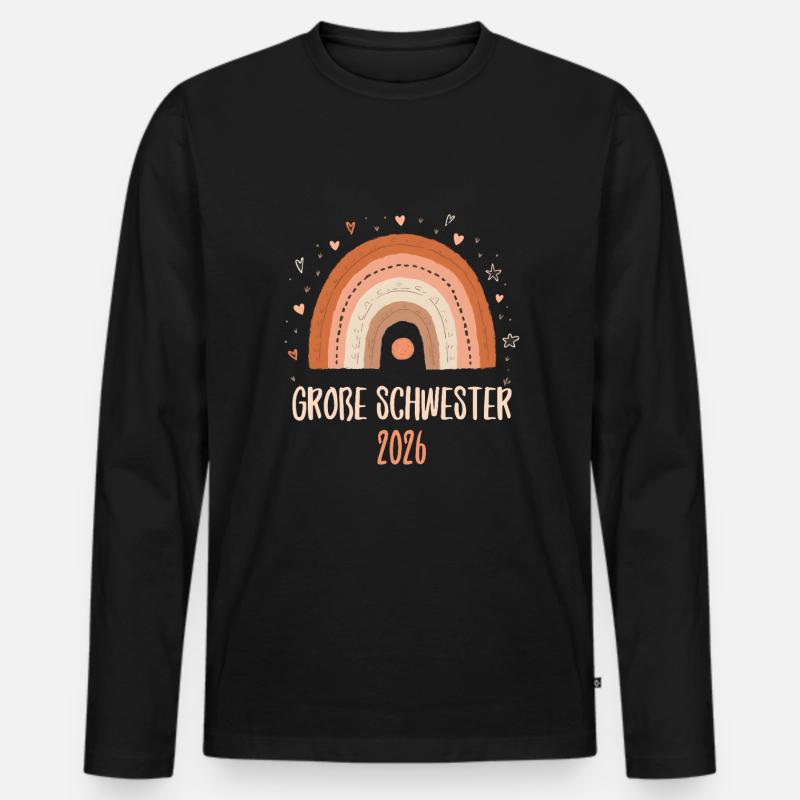 Große Schwester 2026 Regenbogen - Männer Premium Bio Langarmshirt - Schwarz