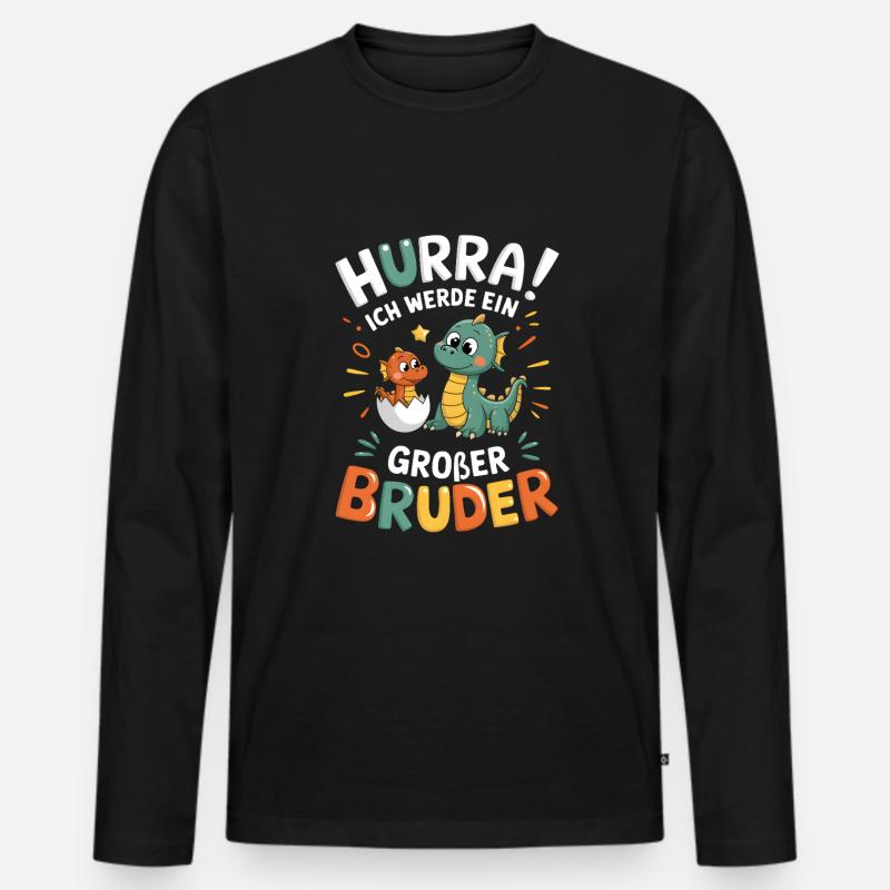 Ich werde ein großer Bruder Drache - Männer Premium Bio Langarmshirt - Schwarz