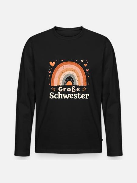 Große Schwester Regenbogen Boho - Männer Premium Bio Langarmshirt - Schwarz