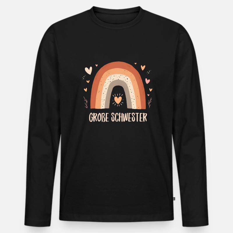 Große Schwester Regenbogen Boho - Männer Premium Bio Langarmshirt - Schwarz
