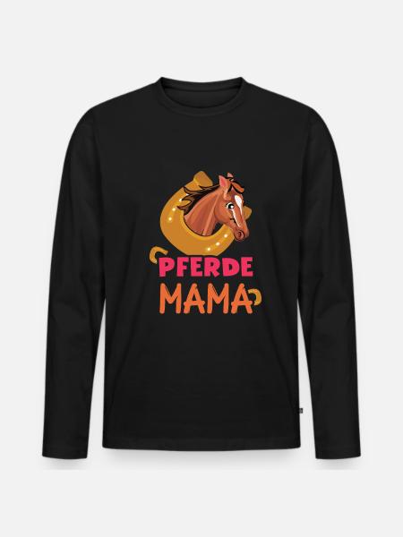 Chevaux Maman Beaux Souvenirs - T-shirt manches longues Premium bio Homme - noir