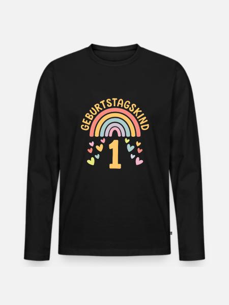 1st Birthday Girl Rainbow - Men's Premium Organic Long Sleeve Shirt - black