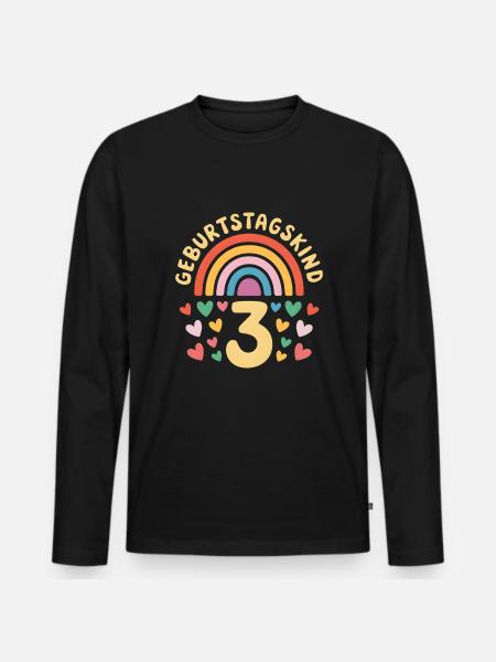 3rd Birthday Girl Rainbow - Men's Premium Organic Long Sleeve Shirt - black